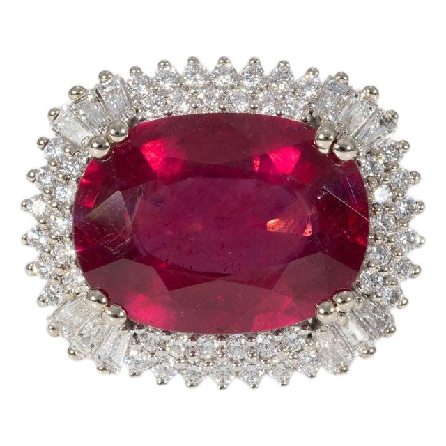 12Ct Madagascar Ruby Ring With Earth-Mined Diamond Accents: Solid 14k Gold, Size 6.75 For Sale