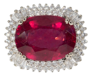 12Ct Madagascar Ruby Ring With Earth-Mined Diamond Accents: Solid 14k Gold, Size 6.75