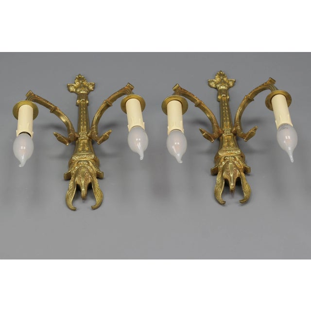 French Empire Style Gilt Bronze 2-Light Sconces, Early 20th Century, Set of 2 For Sale - Image 14 of 18