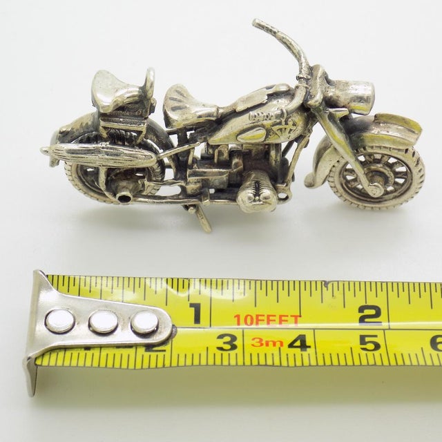 Vintage Italian Handmade 925 Sterling Silver American Motorbike, Tuscany, 1970s For Sale - Image 10 of 11