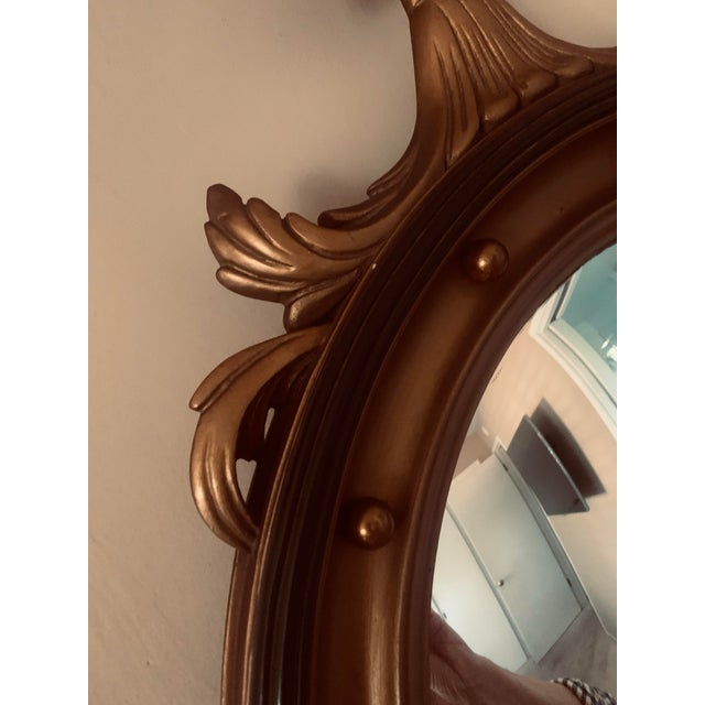 1950s Regency Federal Convex Gilt Mirror Eagle Ball & Chain For Sale - Image 5 of 8