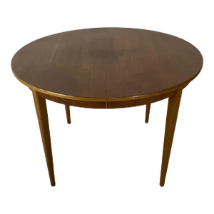Mid 20th Century Modern Teak Round to Oval Dining Table