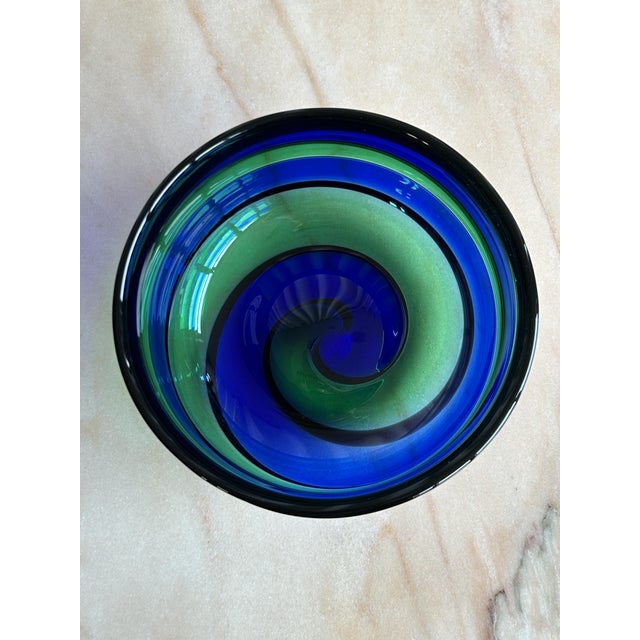 Vintage Swirl Murano Glass Bowl by Fulvio Bianconi for Venini, Italy, 1990s For Sale - Image 6 of 8
