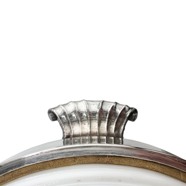 F.B. Rogers Silver Co. Mid 20th Century f.b. Rogers Silver Co. Lidded Silverplate Ice Bucket With Milk Glass Liner For Sale - Image 4 of 10