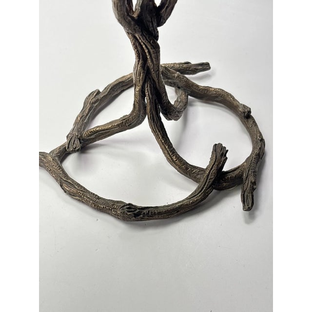 Vintage Chinese Porcelain Cloisonné Vase Bronze Stand Vines Floral Famille For Sale - Image 10 of 10