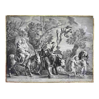 Paulus Pontius, The Holy Family with Putti, Etching, 17th Century For Sale