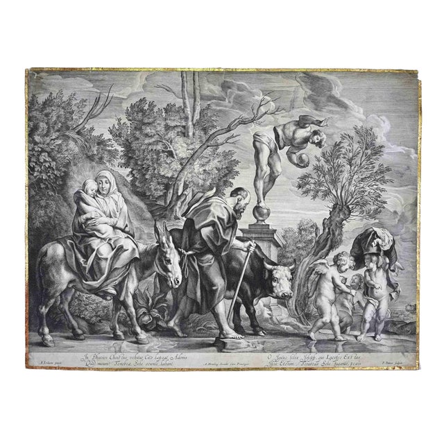 Paulus Pontius, The Holy Family with Putti, Etching, 17th Century For Sale