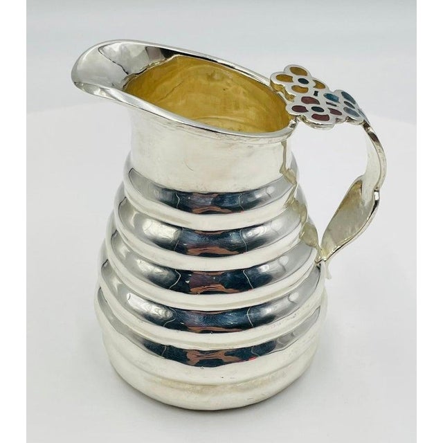 Whimsical 1960s Los Castillo Bee Pitcher With Malachite & Silver Inlay For Sale In Los Angeles - Image 6 of 16