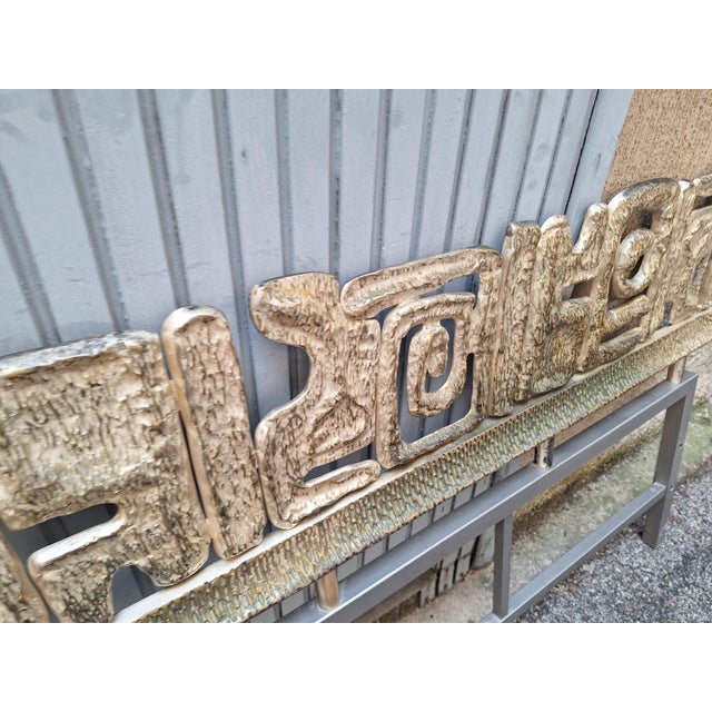 Headboard in Gilded Bronze and Iron, 1960s, in Very Good conditions. Designed 1960 to 1969