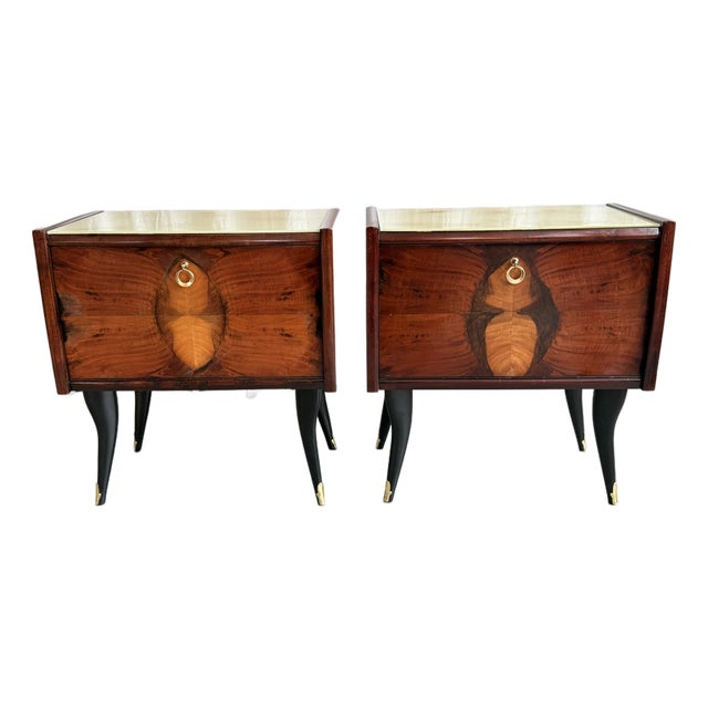 Mid-Century Modern Wooden Bedside Tables by Vittorio Dassi, 1950s, Set of 2 For Sale