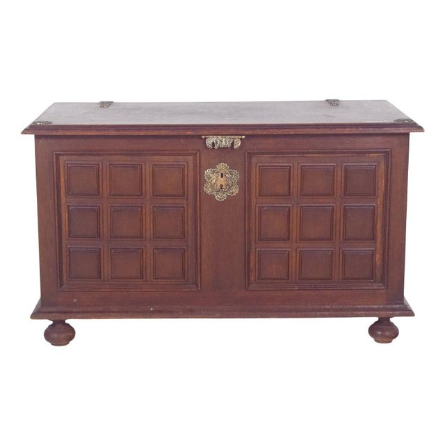 Vintage Portuguese Dark Wood Chest, 1920s For Sale - Image 11 of 11