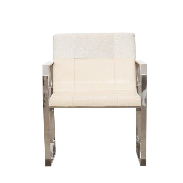 Fletcher Cream Hair On Leather Dining Chair Accent Modern