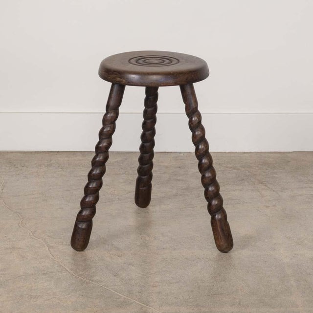 1950s Tall French Wood Tripod Stool For Sale In Los Angeles - Image 6 of 9