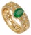 Oval Emerald & Diamond Vintage-Inspired Luxury Statement Ring in 18k Yellow Gold Size 9 For Sale