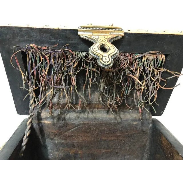 Brass Tribal Orange Resin Jewelry Chest or Box With Brass Inlay For Sale - Image 8 of 11