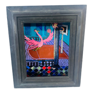 Folk Art Paper Mache Painting in Box