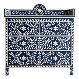 Arabesque Blue Inlay Dresser & Changing Table by House of Jaipur For Sale