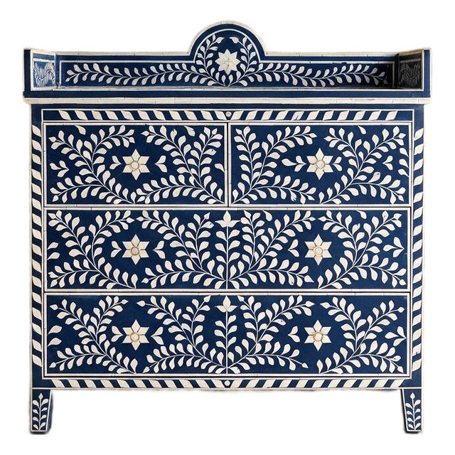 Arabesque Blue Inlay Dresser & Changing Table by House of Jaipur For Sale