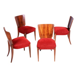 Czech Art Deco Chairs in Walnut by Jindrich Halabala for Up Zavody, 1940s, Set of 4 For Sale