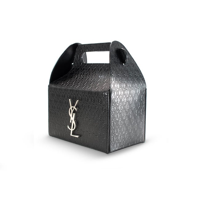Yves Saint Laurent Saint Laurent Calfskin Monogram Take Away Black Box Top Handle Bag For Sale - Image 4 of 9