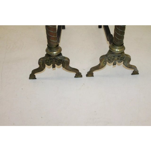 Pair of Regency Style Fireplace Copper & Brass Andirons, 19th Century For Sale In Philadelphia - Image 6 of 6