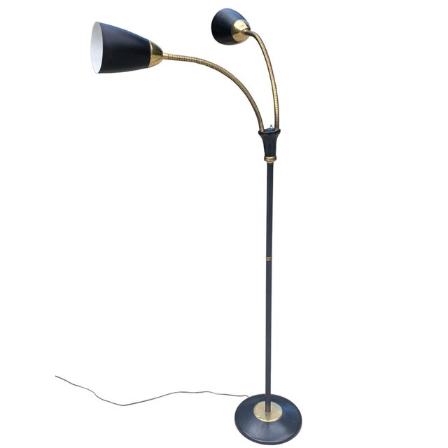 Lightolier Mid Century Modern Gerald Thurston for Lightolier Gooseneck 3 Way Floor Lamp For Sale - Image 4 of 13