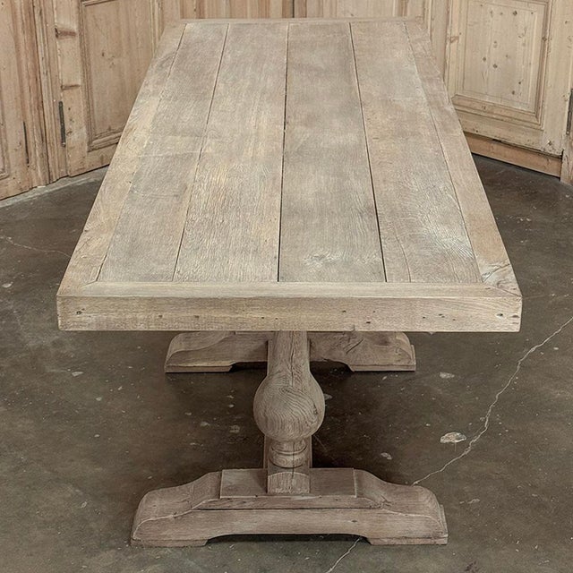 Grand Italian Rustic Trestle Table in Stripped Oak For Sale - Image 13 of 18