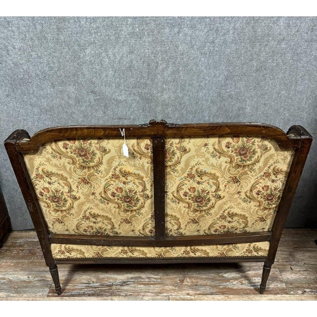 Louis XVI Style Winged Bench in Carved Wood For Sale - Image 5 of 7