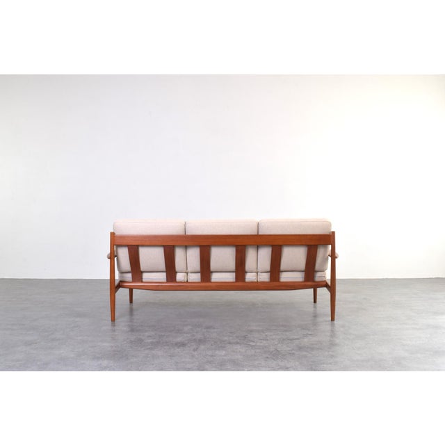 Wood Mid-Century Danish Teak and Wool Sofa by Grete Jalk for France & Søn, 1960s For Sale - Image 7 of 17
