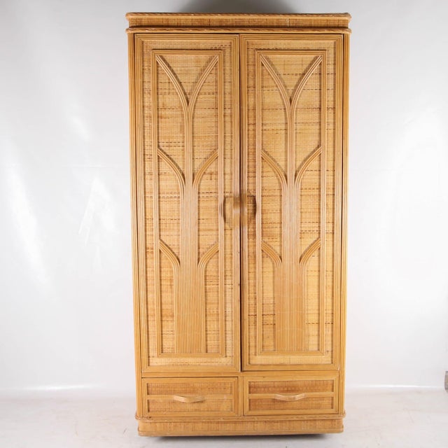 Rattan and Raffia Wardrobe, 1970s For Sale - Image 3 of 15
