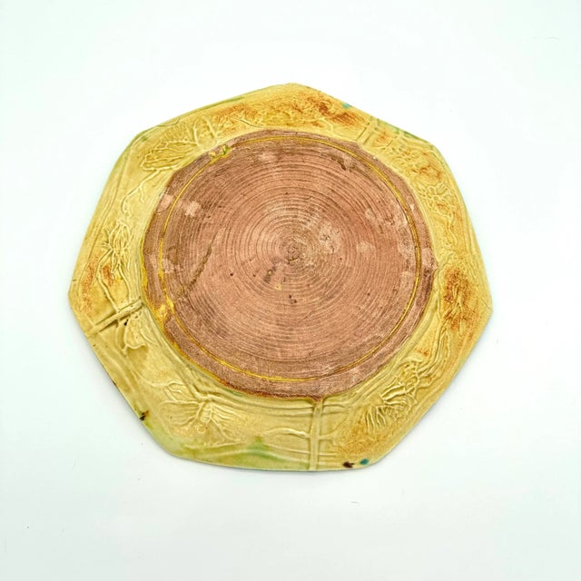 Early 21st Century Studio Pottery Heptagon Fish Majolica Decorative Plate in Blue & Yellow For Sale In Houston - Image 6 of 8