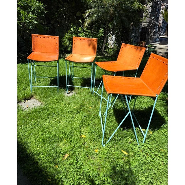 Metal Garza Marfa Saddle Leather Stools For Sale - Image 7 of 7