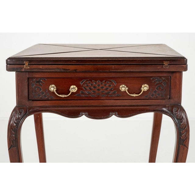 Brown Victorian Games Envelope Card Table in Mahogany, 1890s For Sale - Image 8 of 11