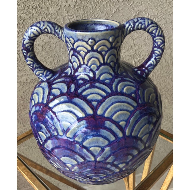Excellent Pre-Owned Condition. The design motif of this exquisite vessel is reminiscent of Moroccan Safi-style or...