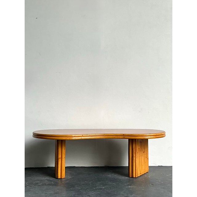 Vintage 1950s Kidney Rattan Coffee Table After Frankl For Sale - Image 9 of 10
