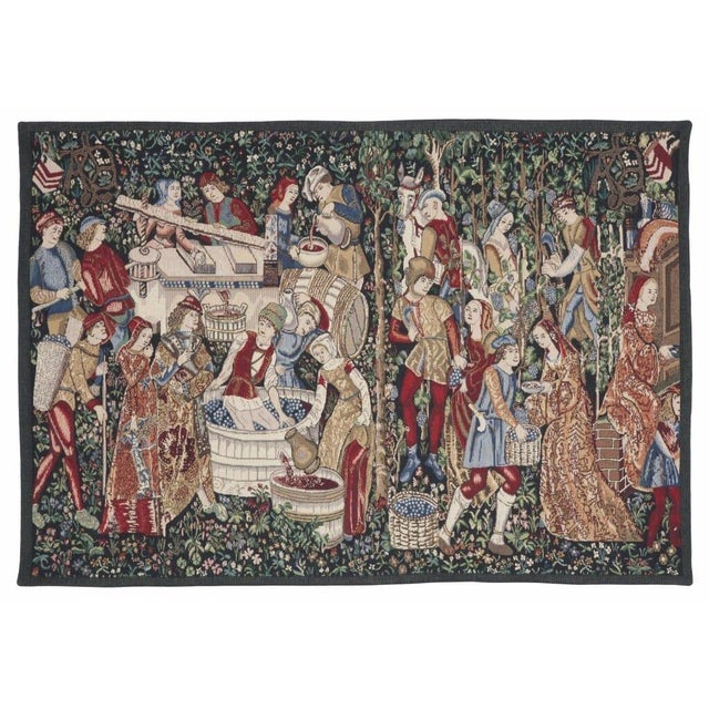 This striking medieval tapestry was woven in the 15th Century on a high-warp (vertical) loom. It originated from Les...