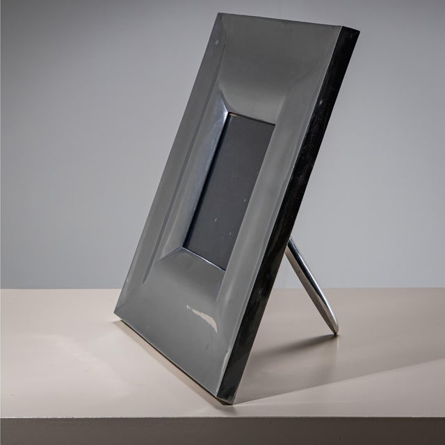 Silver Mid 20th Century Large tabletop picture frame with a back stand and a wide metal border featuring For Sale - Image 8 of 8