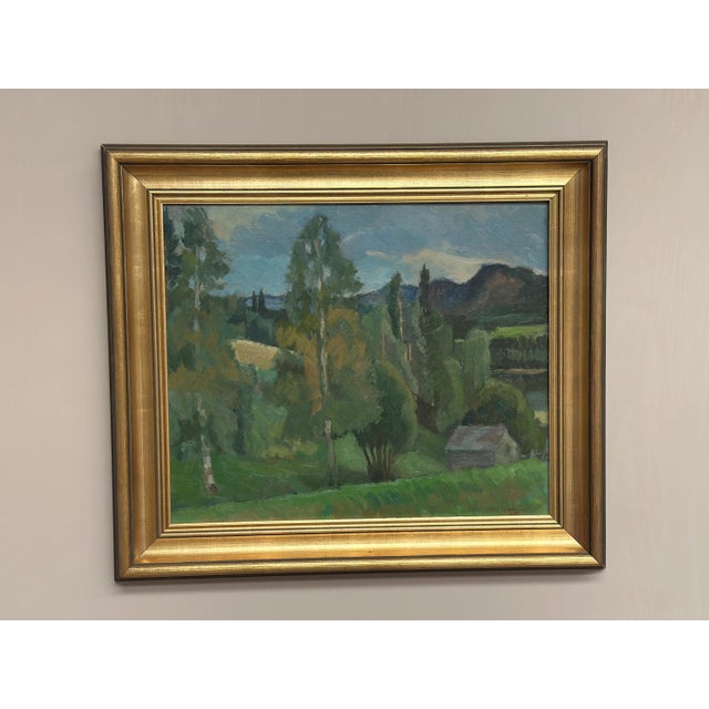 Mid-Century Modern Olof Larsson, Lush Landscape, 1960s, Oil on Panel, Framed, Framed For Sale - Image 3 of 18