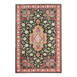 Nazmiyal Collection Vase Design Floral Vintage Persian Silk Qum Rug For Sale