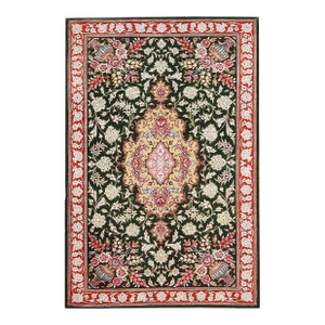 Nazmiyal Collection Vase Design Floral Vintage Persian Silk Qum Rug