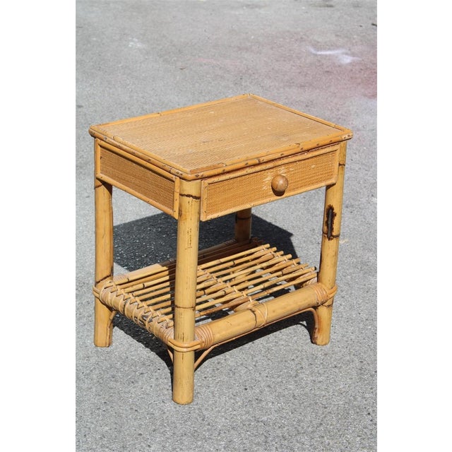 Bamboo Bedside Table with Drawer, Italy, 1950s For Sale - Image 11 of 11