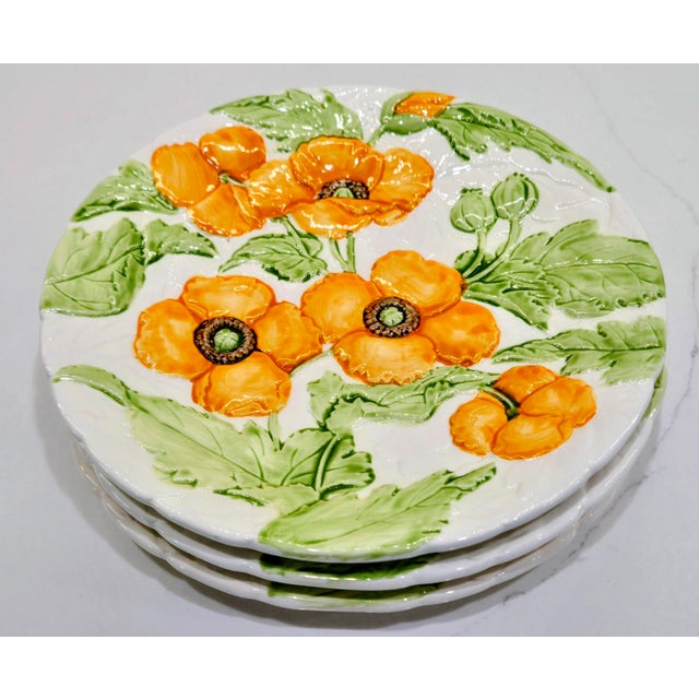 Ceramic 1988 Shafford Fleurs Du Jour Embossed Floral Dessert Plates — Set of 12 For Sale - Image 7 of 12