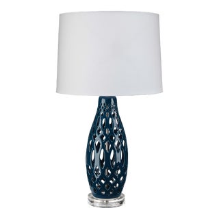 Filigree Table Lamp in Blue For Sale