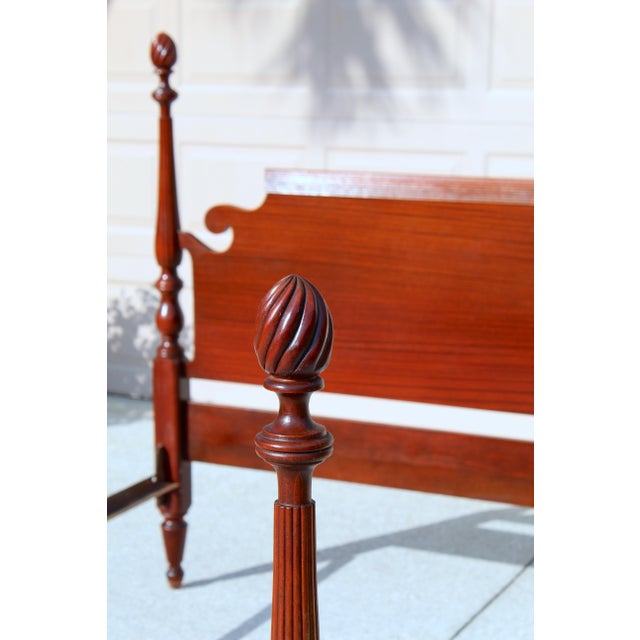 Vintage Solid Mahogany Four Poster Full/Double Bed | Chippendale Inspired | Heirloom Quality With Carved Fluted Columns | 1950s Usa For Sale - Image 10 of 17