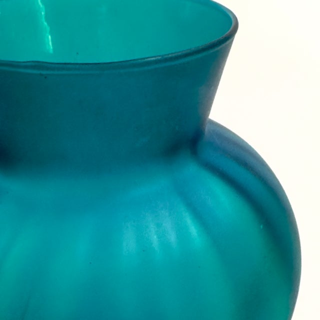 Sumptuous Frosted Shades of Jade Glass Vase Curation - Group of 3 For Sale In Miami - Image 6 of 17