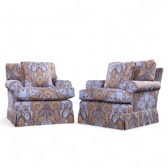 Contemporary George Smith Scroll Arm Lounge Chairs - Pair For Sale - Image 3 of 13