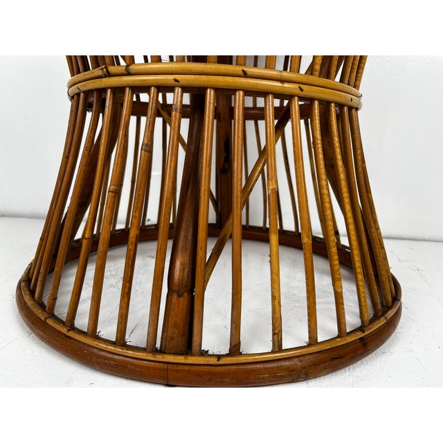 Vintage Round Pencil Reed Rattan Side Table For Sale - Image 10 of 10