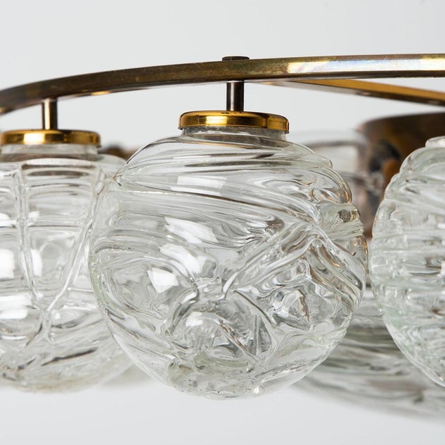 1960s Globe Lights Wave Glass Chandelier attributed to Doria Leuchten, 1965 For Sale - Image 5 of 16