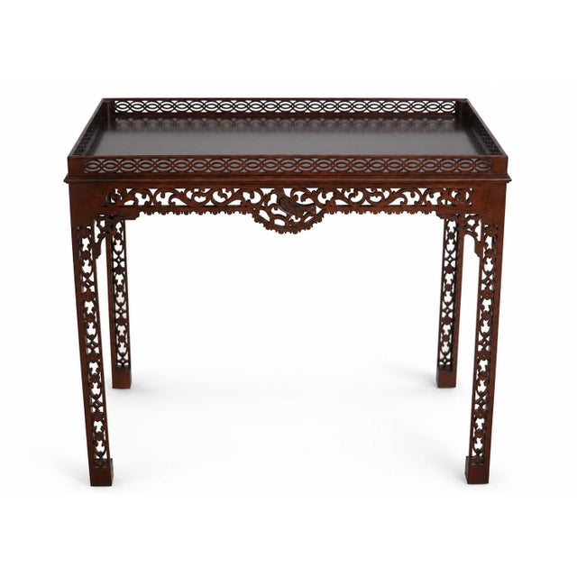 Age: Approx: 30 Years Old Details: CW-192 Colonial Williamsburg ‘Byrd Tea Table’ Mahogany Gallery Top Fine Carved Details...