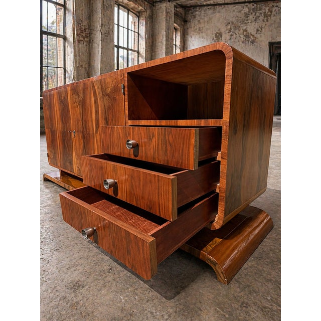Art Deco Walnut Sideboard, 1940s, Central Europe For Sale - Image 9 of 14